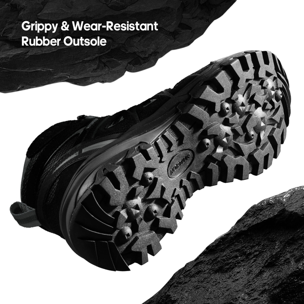 Women's Suede Waterproof Hiking Boots 【Wide Fit】 - BLACK/PINK - 9